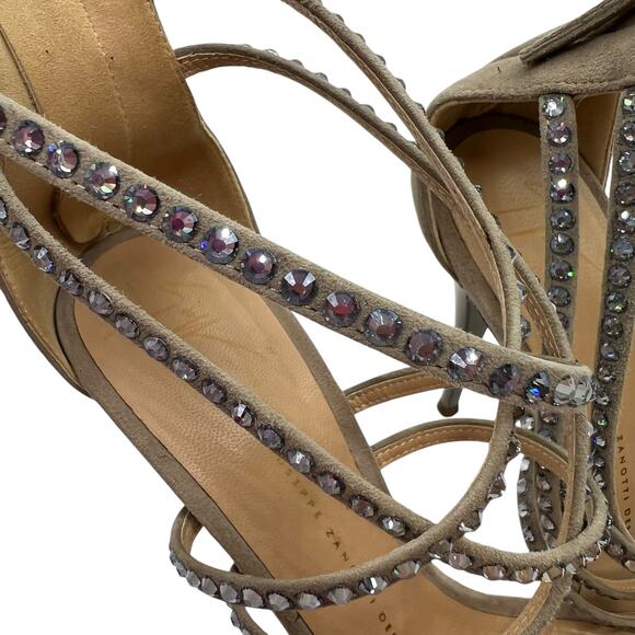 Giuseppe Zanotti Womens 40 US 8.5 Crystal Rhinestones Embellished Sandals Gray - Picture 4 of 16